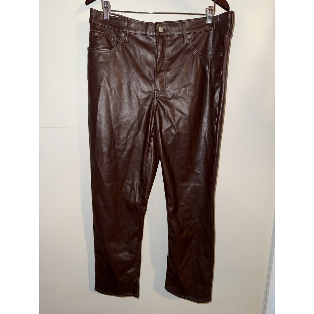 Gap Vintage Slim High Rise Faux Leather Pants Women's 33 | 16 R EUC Brown